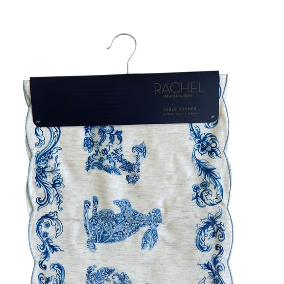 RACHEL ROY Blue Bunny Rabbit TOILE Easter Table Runner 14x90 New - Picture 13 of 16
